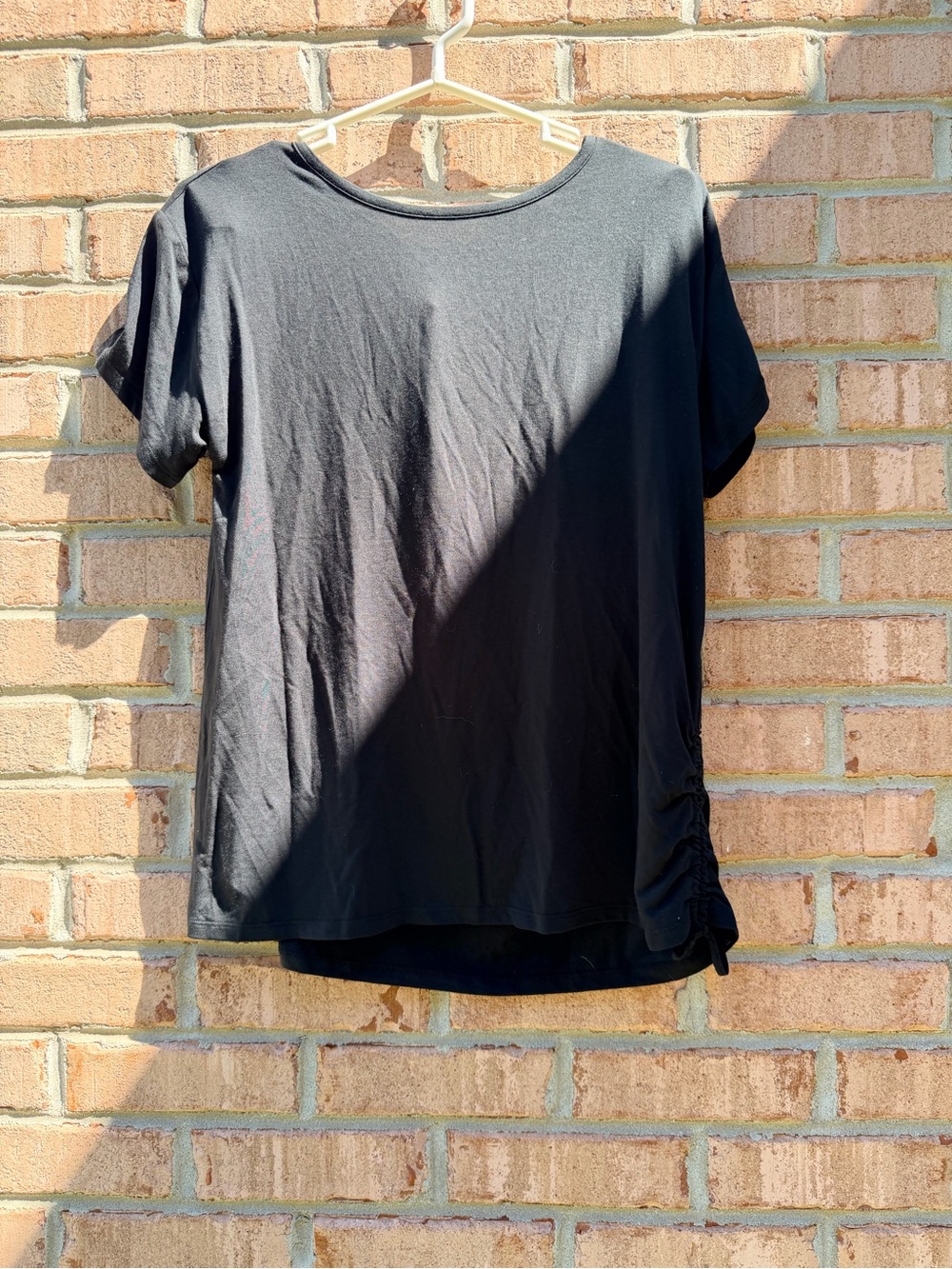 adidas Black Short-Sleeve Ruched Side Top